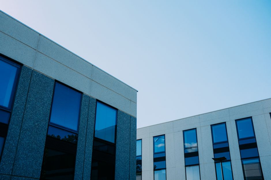 Modern commercial real estate buildings representing investment opportunities