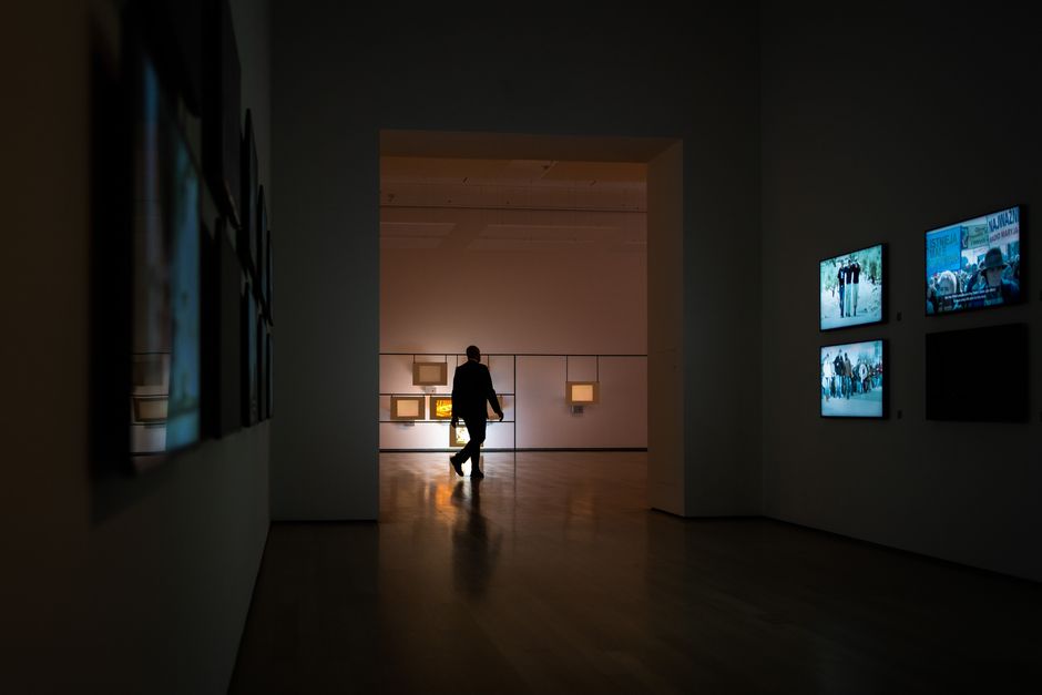Rotational contemporary art exhibition in a modern gallery space