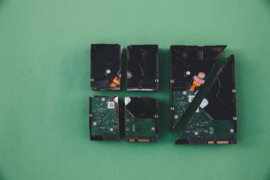 Specialist recovering lost information from hard drives and memory cards