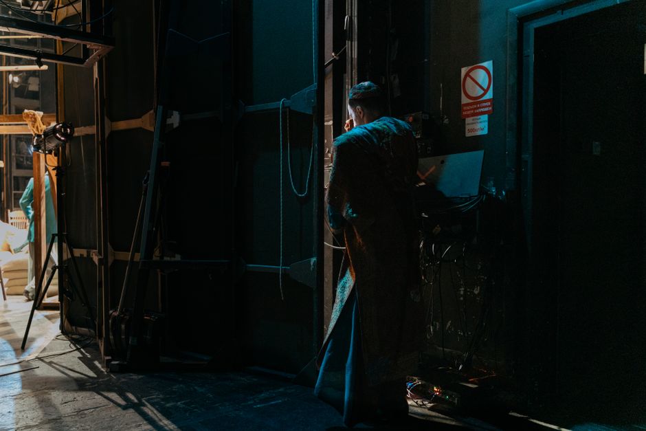 Behind the scenes with a stunt performance being prepared