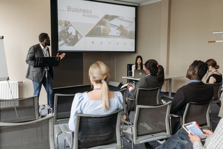 Business training workshop in action