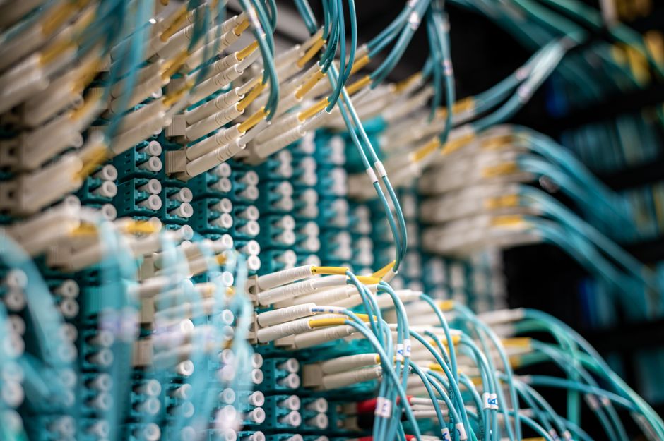 Fiber optic cables providing high-speed internet connectivity