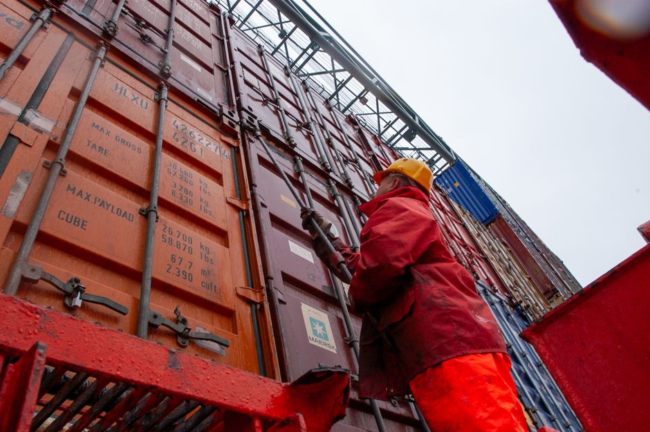 Shipping containers loaded with produce for international export