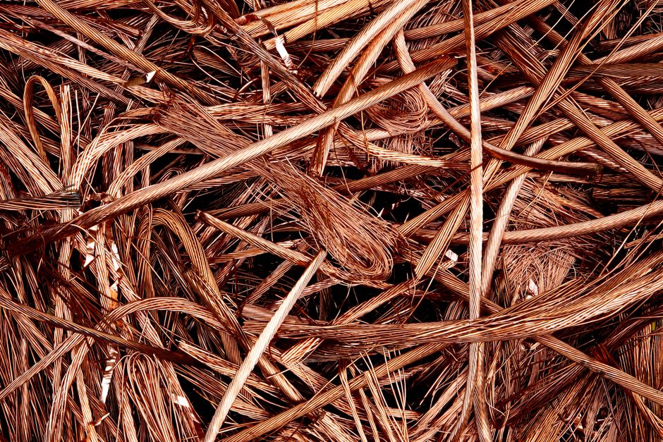 Copper and brass scrap metal at a recycling depot