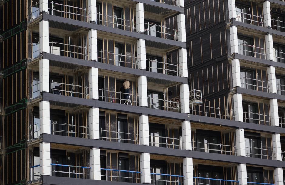 Exterior view of an active residential construction site
