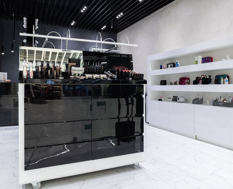 Illustrative stock photo of a contemporary skincare retail environment