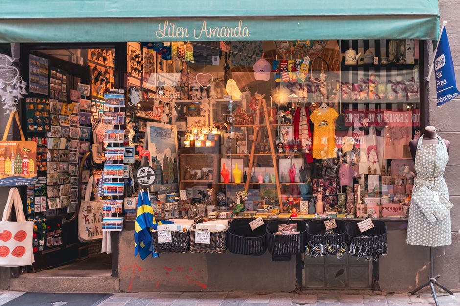 A cozy Scandinavian-themed gift shop with ceramics and decor