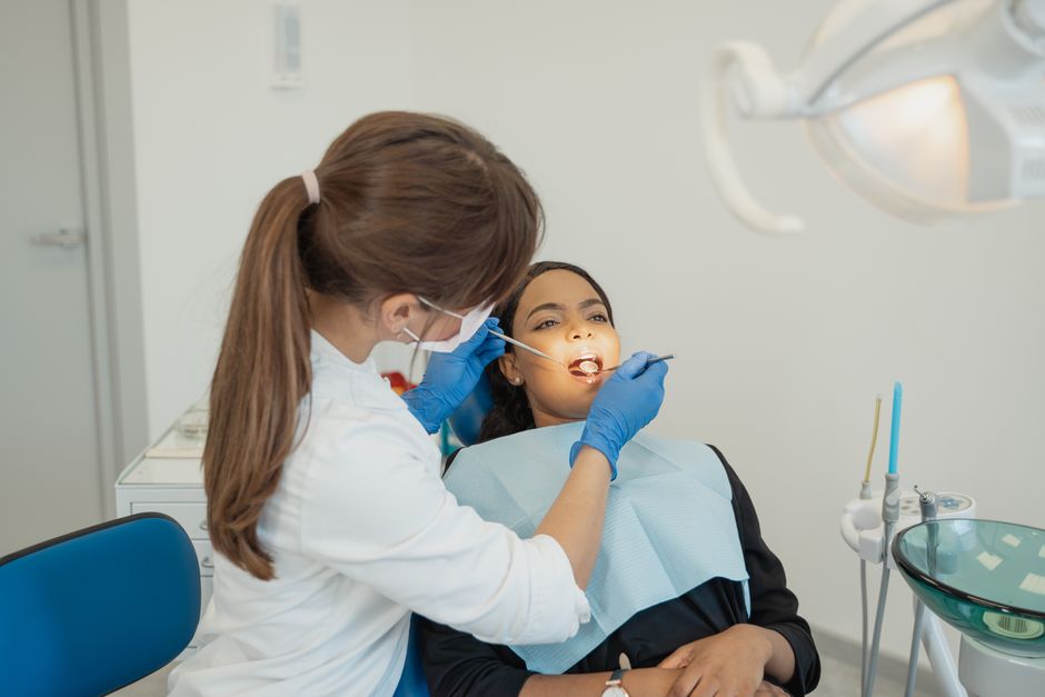 Routine dental checkup with a dentist