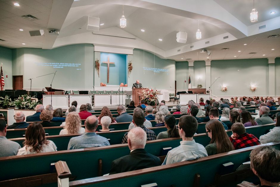 Congregational worship at a Christian church