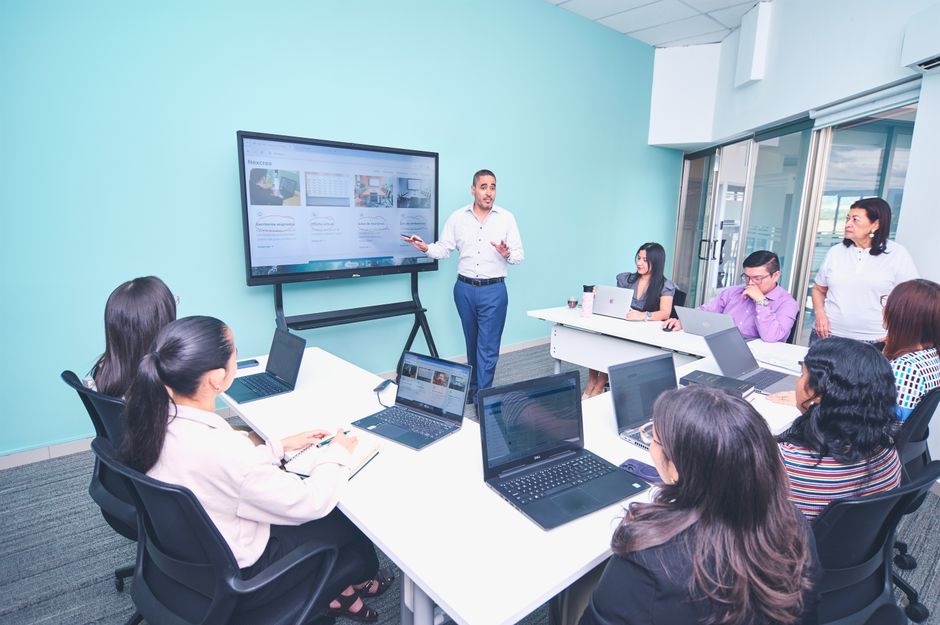 A group of professionals participating in a corporate training session