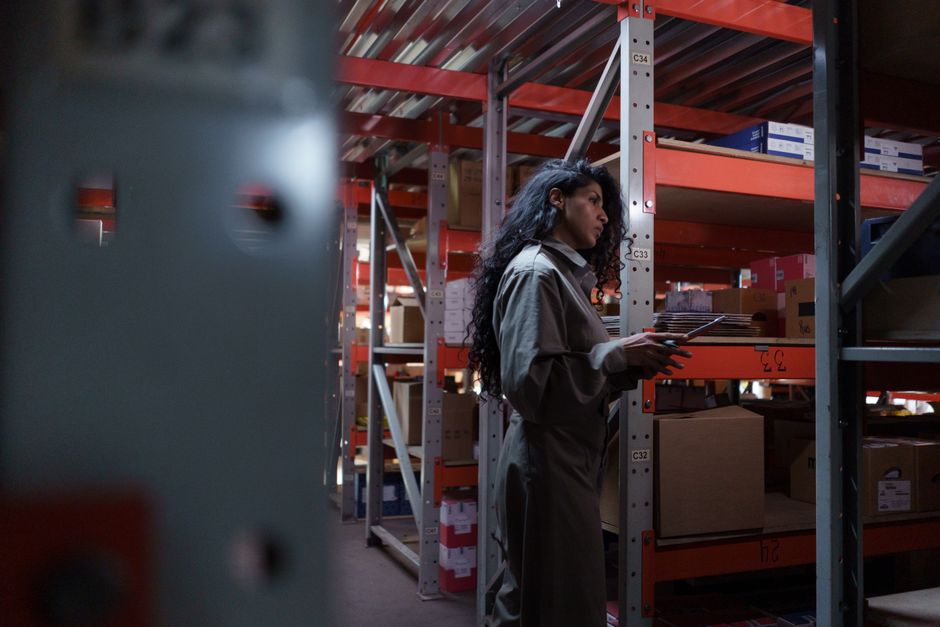 Professional seafood distributor warehouse with staff
