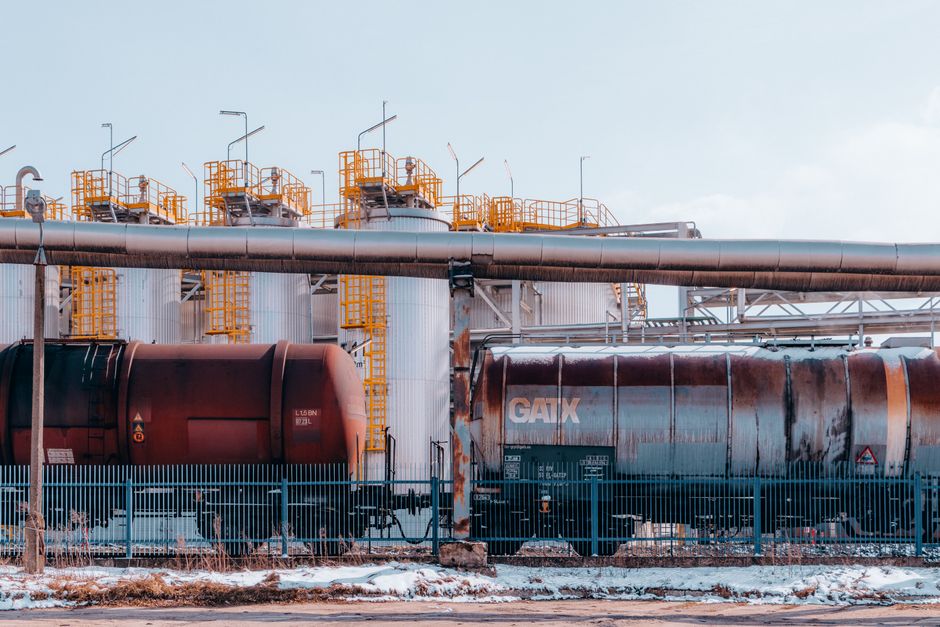 Railroad and oil industry infrastructure with equipment and supplies