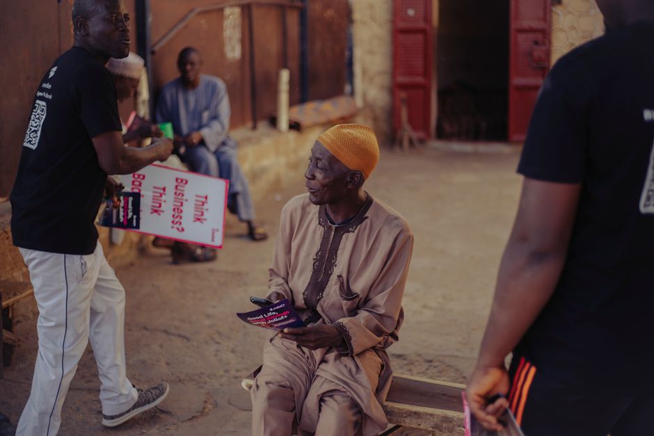 Mobile phone displaying an interactive marketing campaign