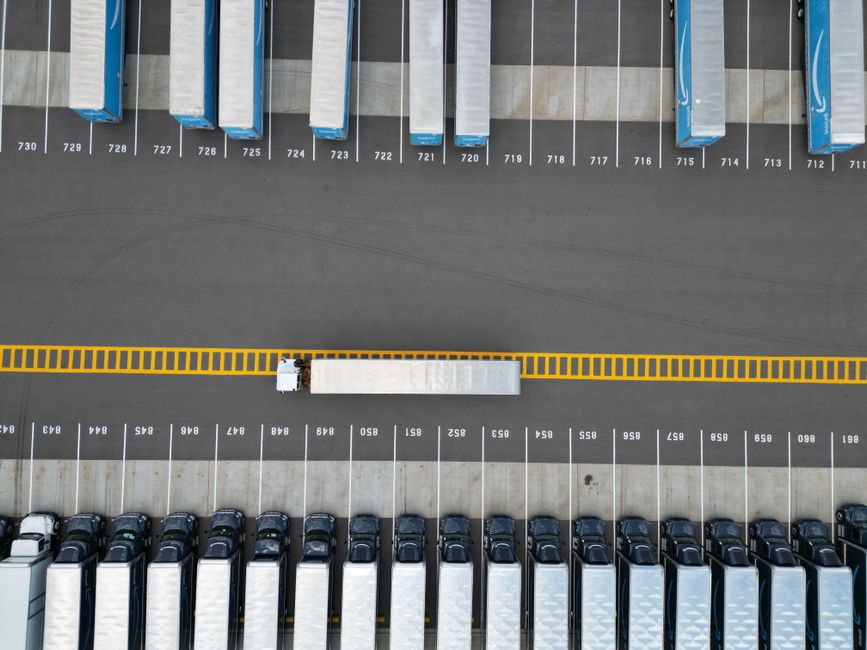 Truck being loaded at a distribution center for spot shipment