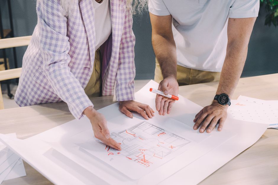 Urban planners collaborating on property development