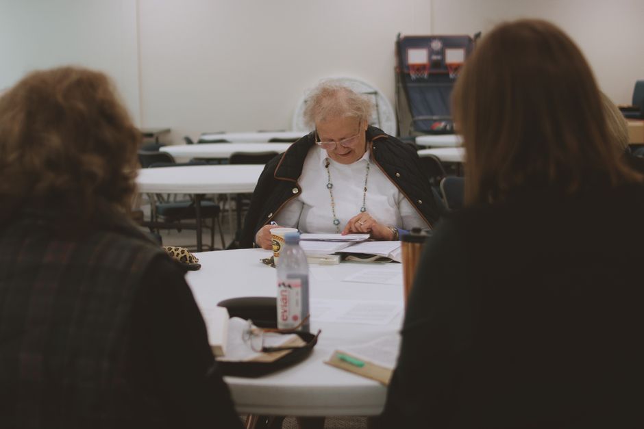 Women participating in ministry studies on campus