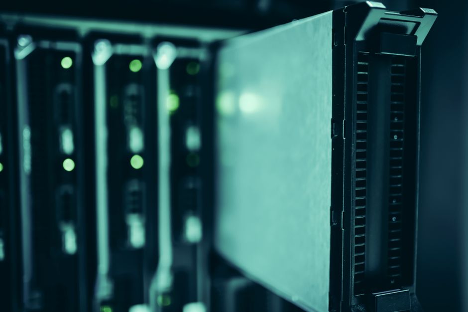 Web hosting servers in a data center room