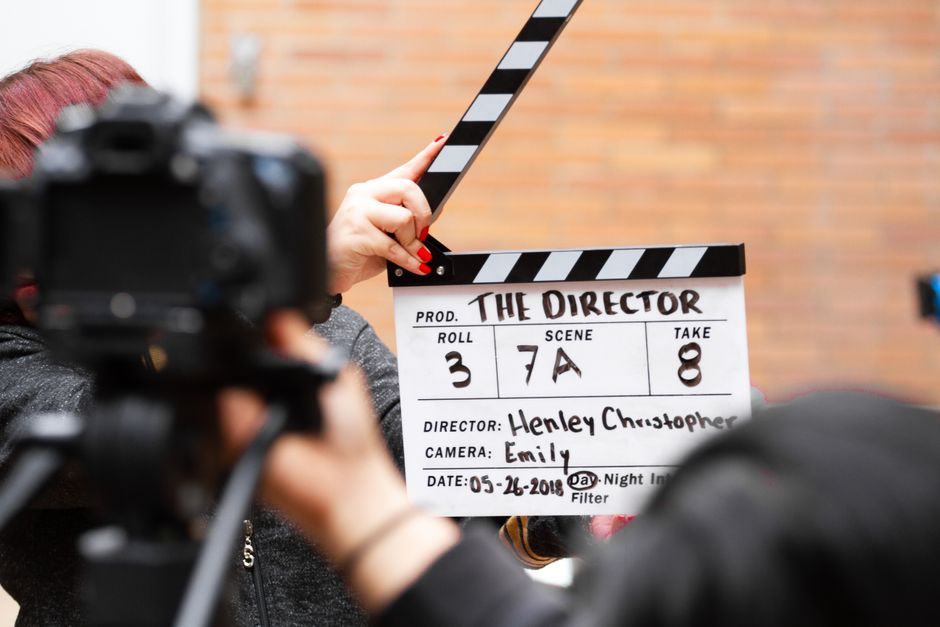 Film production crew working on a movie set