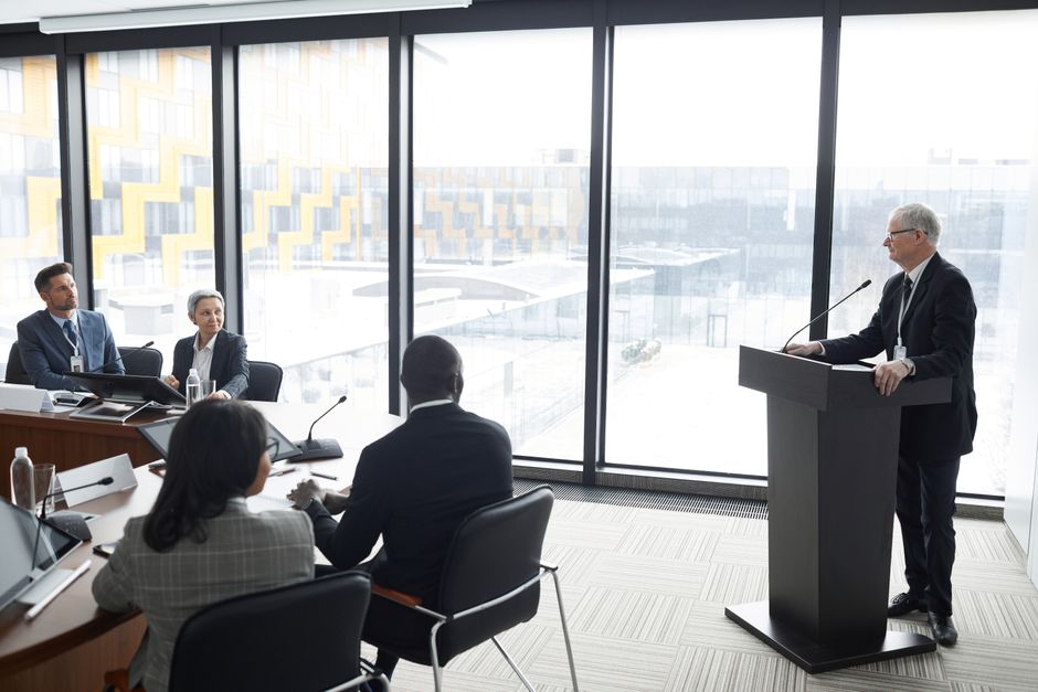 Insurance specialists in a corporate meeting