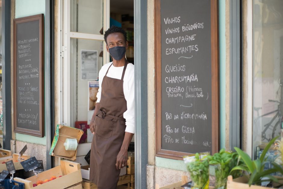 Grocery store accepting vouchers in urban community