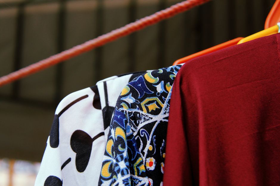 Clothing textiles in various patterns and colors
