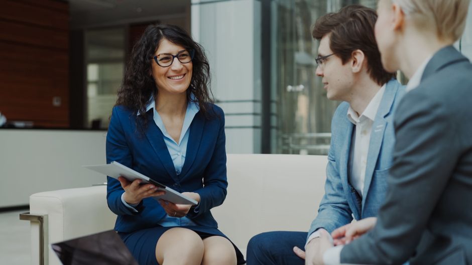 Business technology consultation in an office setting