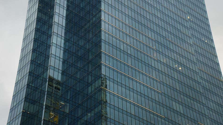 S&P Global Ratings building with digital signs