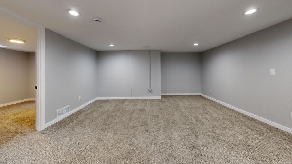 Finished basement transformed into a living area