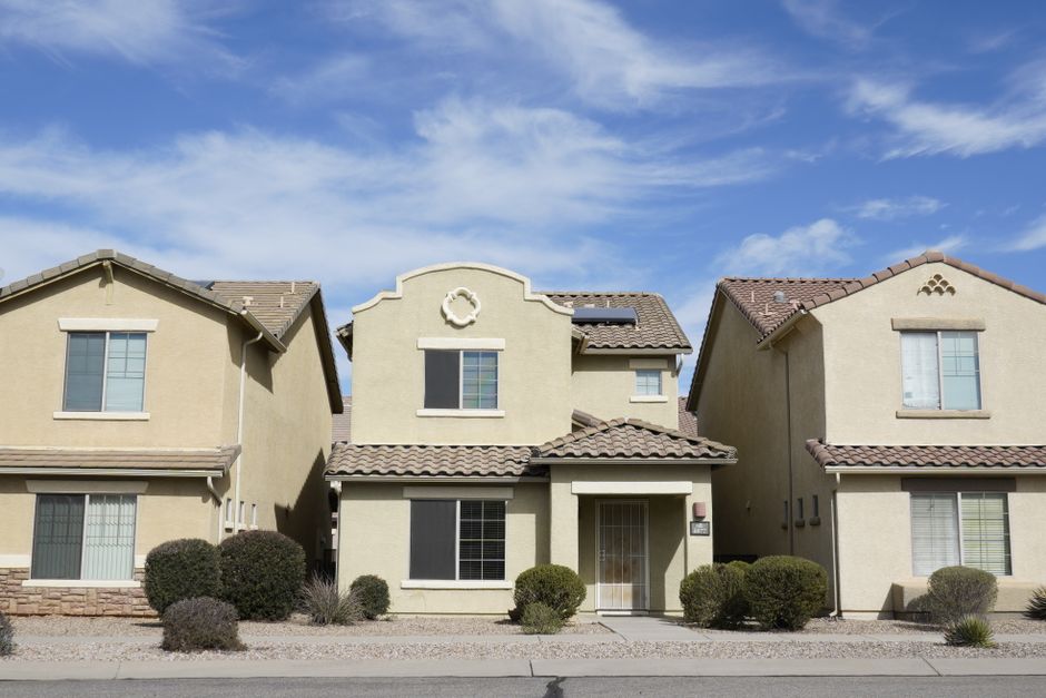 Contemporary residential home with landscaped front yard