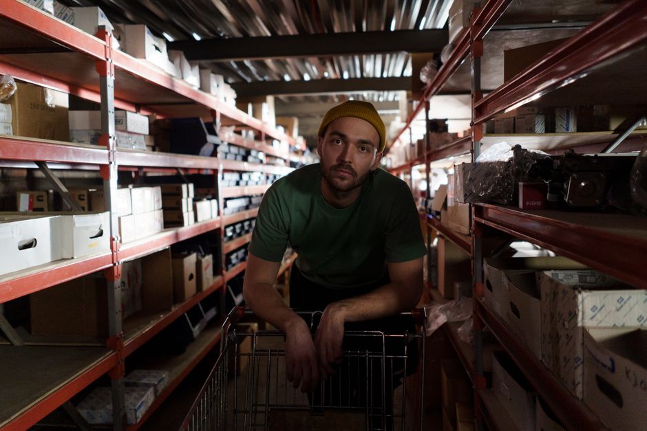Shelves filled with automotive spare parts