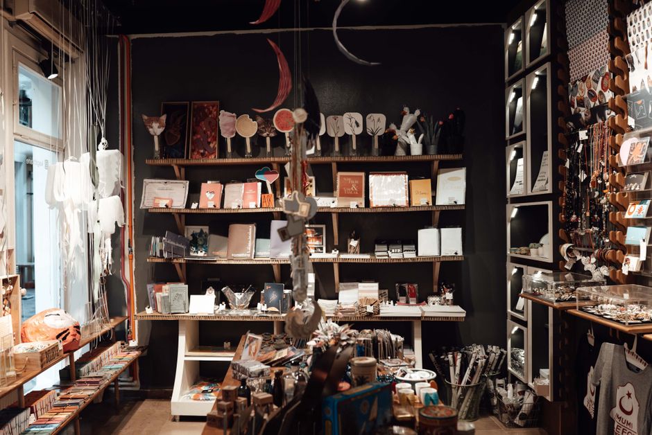 Toys and trading cards at a retail shop