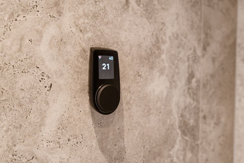 Smart lighting and environmental controls installed in a living area