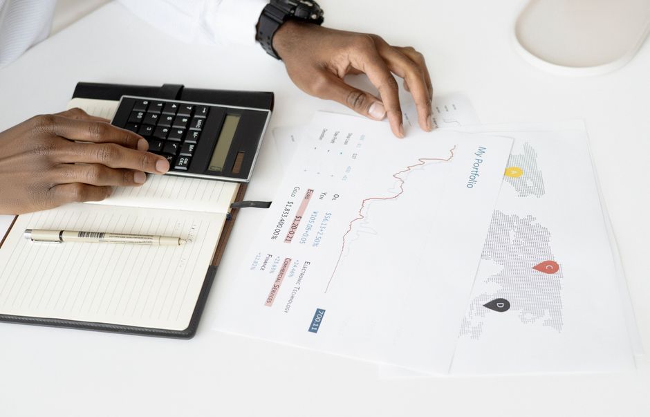 Illustrative stock photo of investment portfolio documents