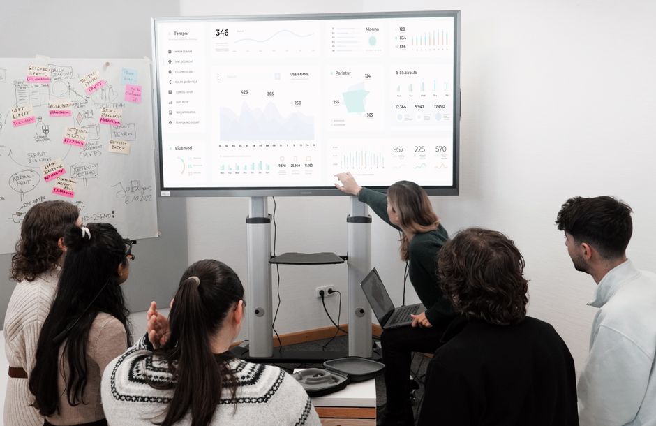 Team collaborating on Salesforce dashboard