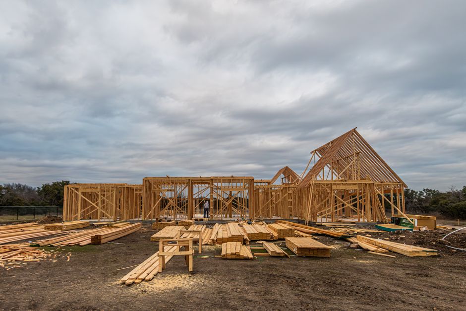 Custom house under construction in Texas