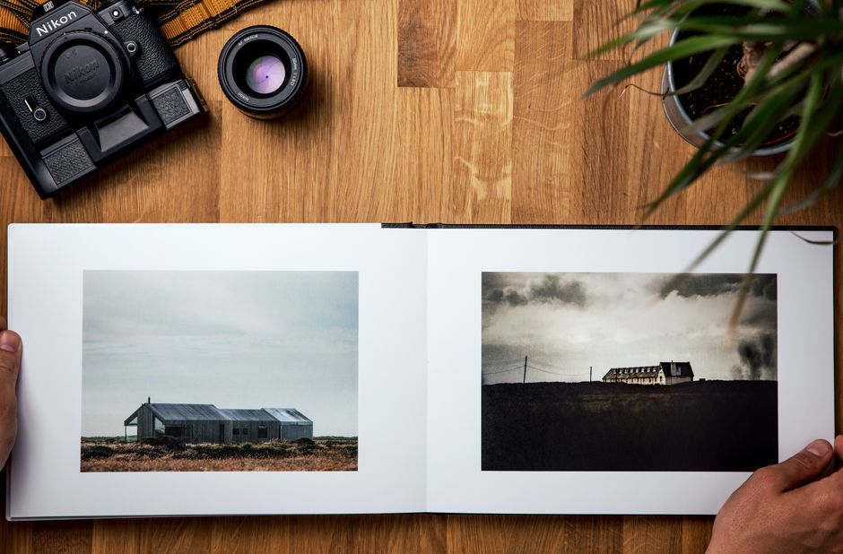Fine art photo book on table
