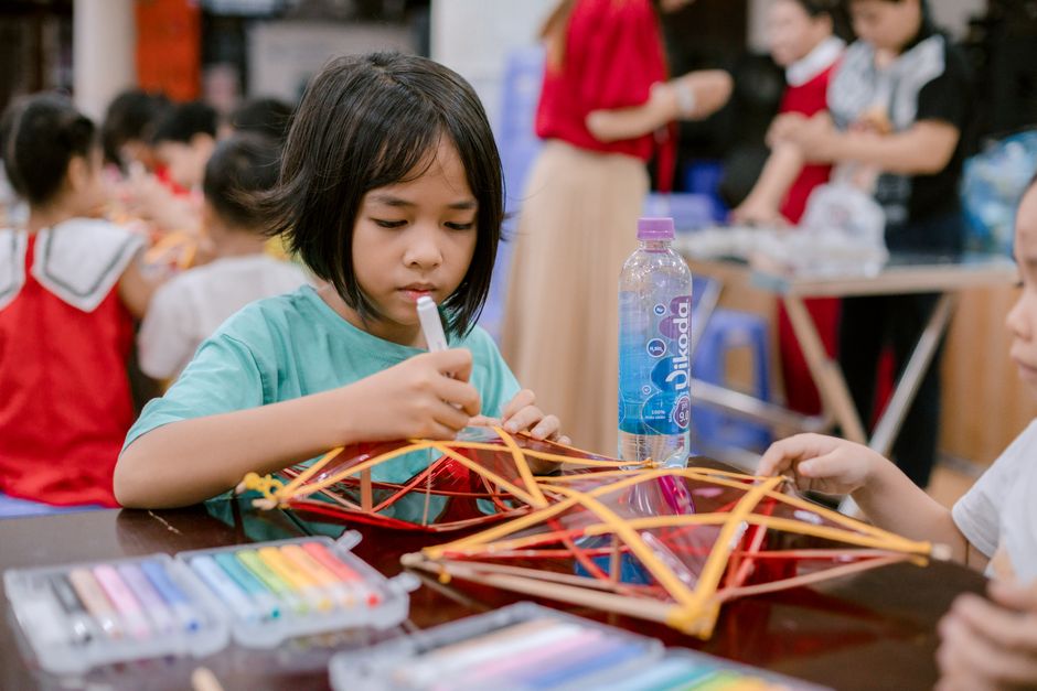 Children engaged in Christian arts and crafts