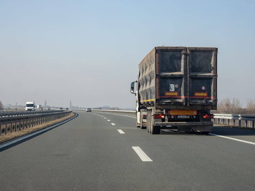 Semi truck transporting beehives interstate