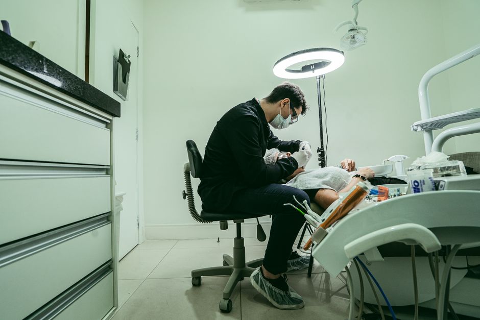 Dental emergency treatment in progress
