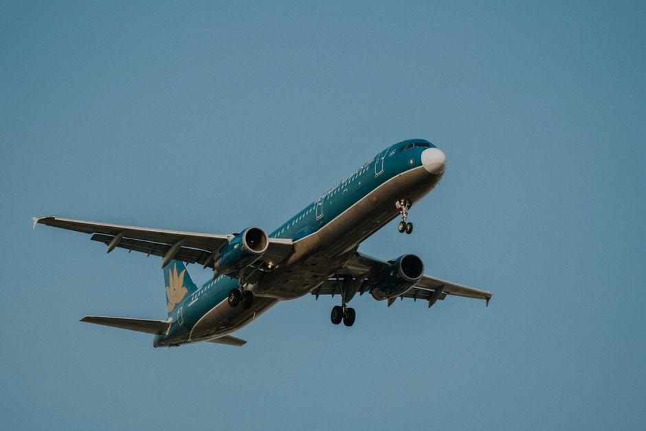 Commercial airline in the sky