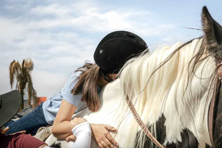 Group at an inclusive summer horse riding camp