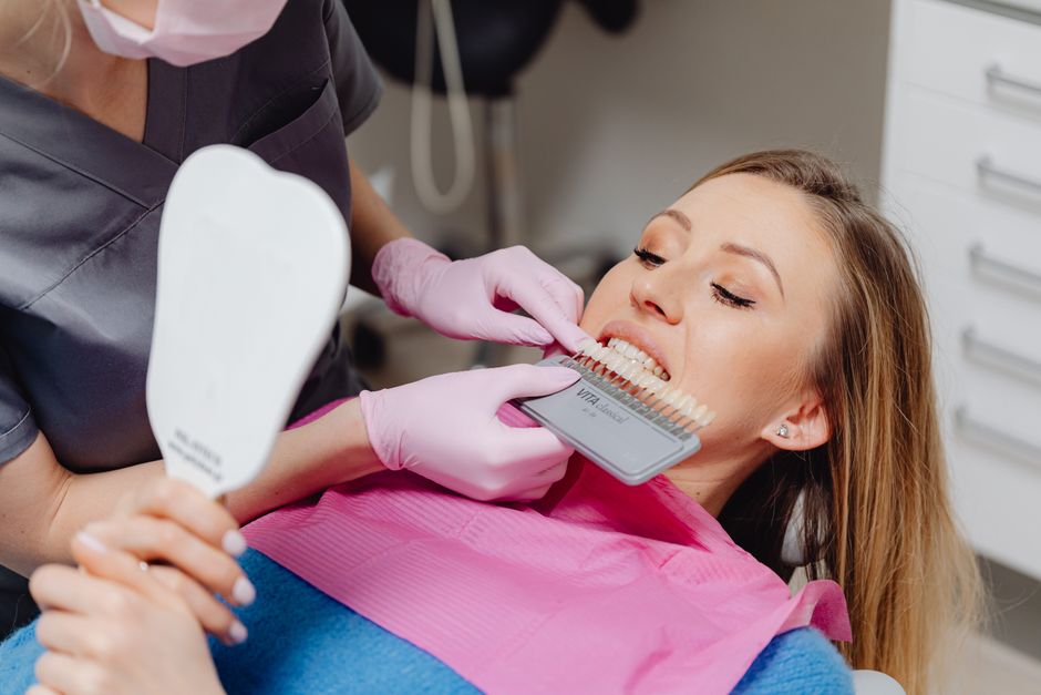Teeth whitening patient in dental clinic