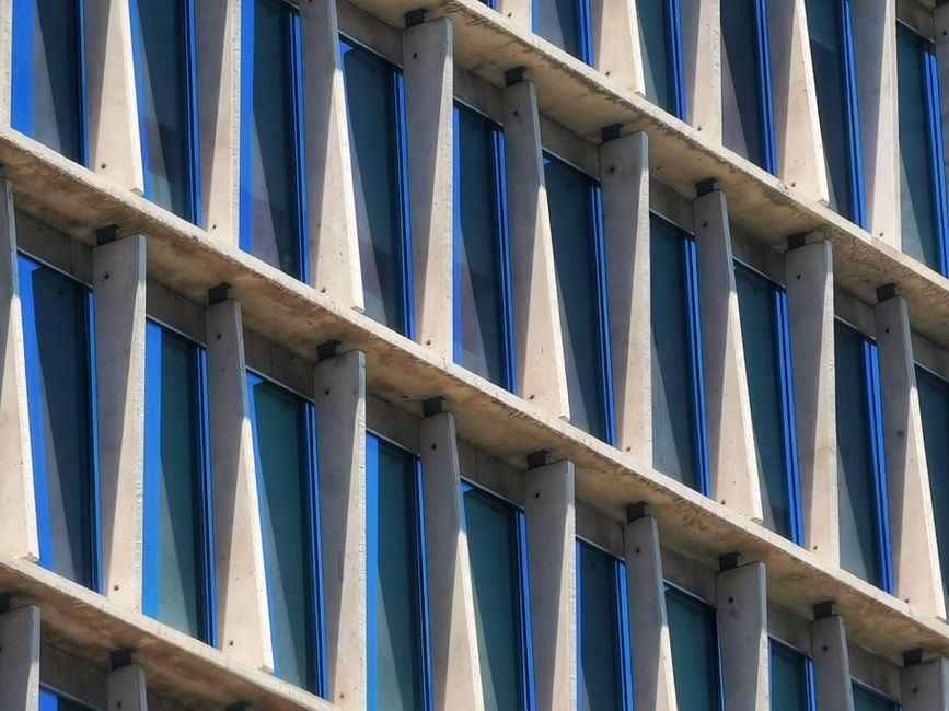 External louvres on the facade of a commercial property