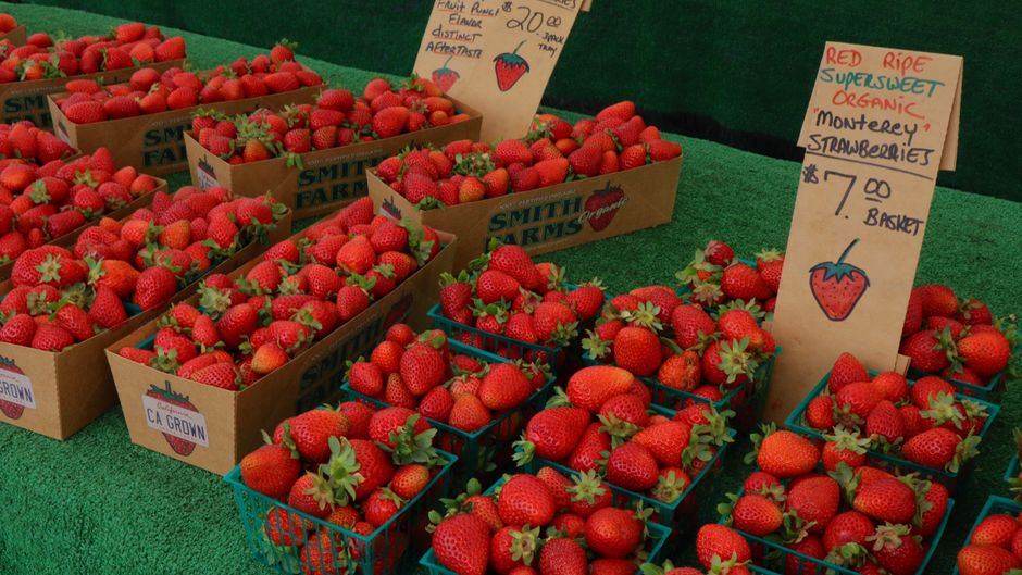 People supporting local farmers in California