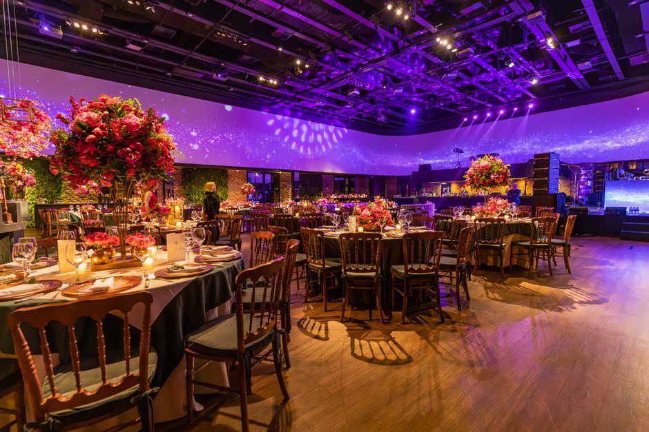 Floral table decorations at a private party