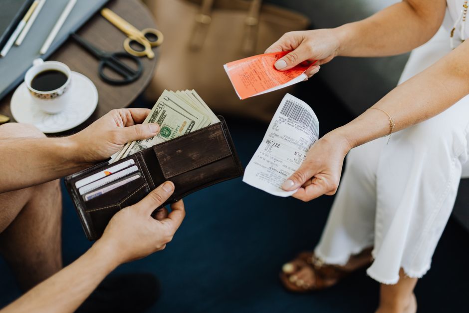 Person processing a financial transaction