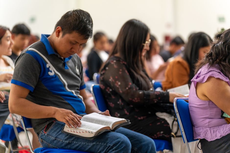 Group of people in a Bible study session