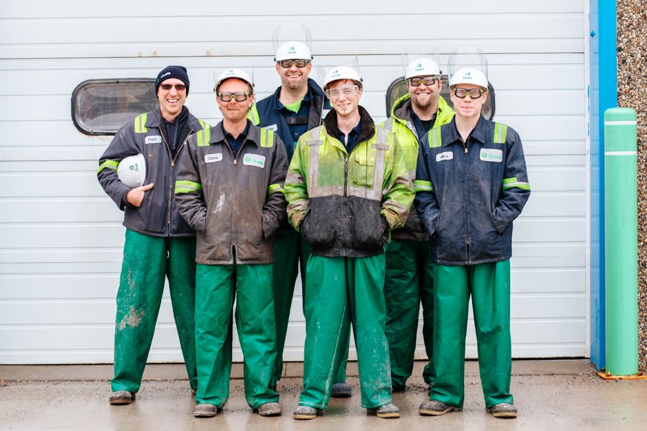 Construction team working together on a building site