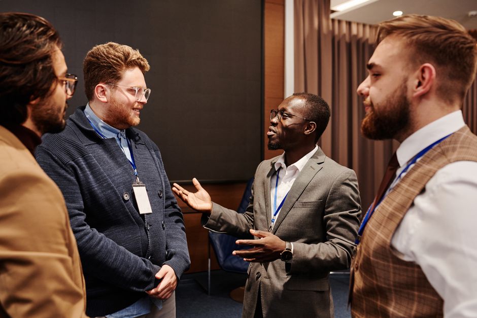 Industry professionals networking at an event