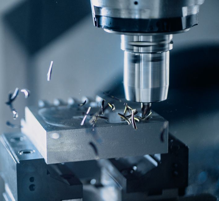 CNC milling machine working on aerospace component